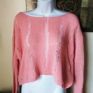 NEW Distressed Crop Sweater